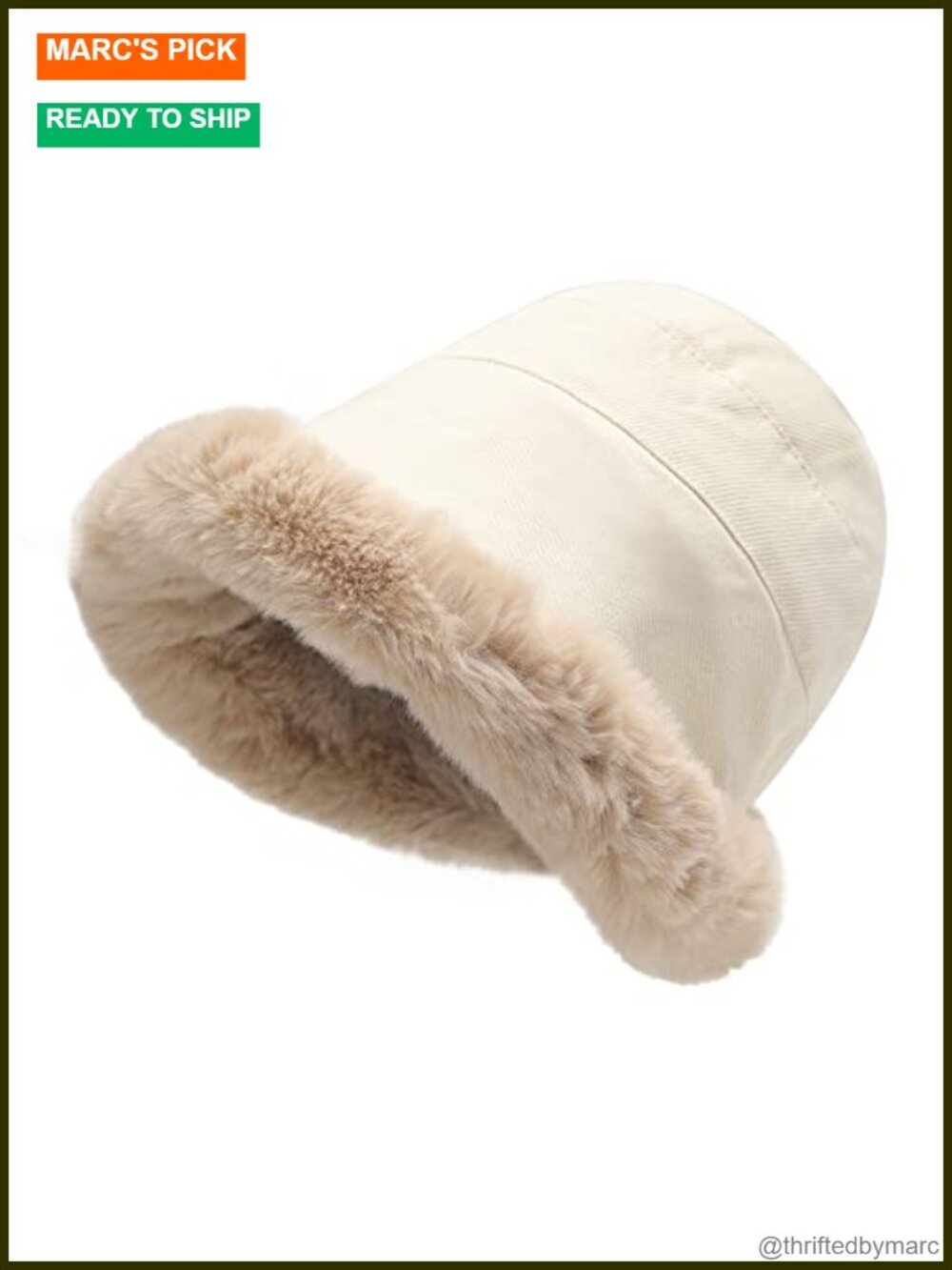 Women Winter Furry Bucket Hat Faux Fur Cloche with Fleece Lining